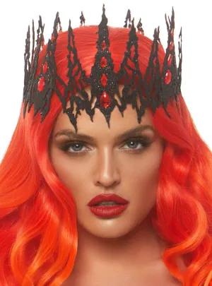 Womens Evil Queen Glittery Black Costume Crown