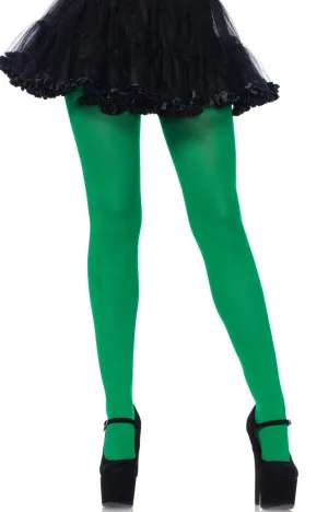 Womens Green Full Length Opaque Pantyhose
