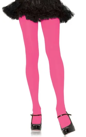 Womens Neon Pink Full Length Opaque Pantyhose