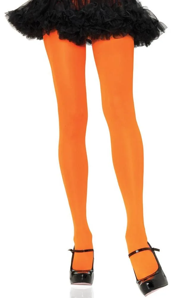 Womens Orange Full Length Opaque Pantyhose