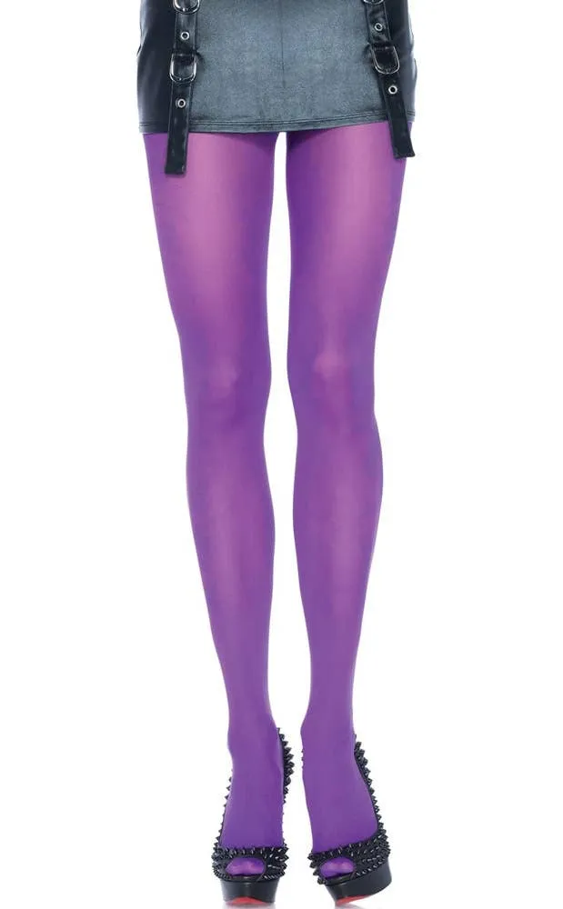 Womens Purple Full Length Opaque Pantyhose