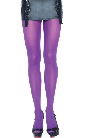 Womens Purple Full Length Opaque Pantyhose