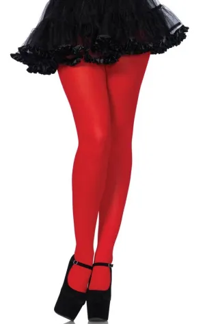 Womens Red Full Length Opaque Pantyhose