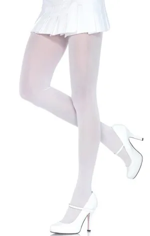 Womens White Full Length Opaque Pantyhose