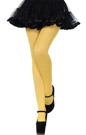 Womens Yellow Full Length Opaque Pantyhose