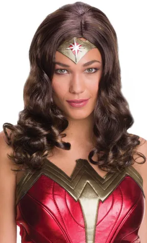 Wonder Woman Long Curly Brown Costume Wig