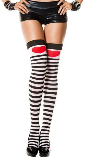Wonderland Heart Thigh High Costume Stockings