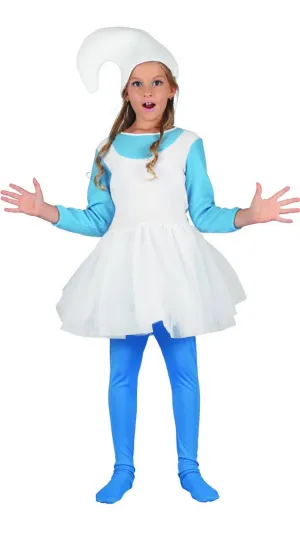 Woodland Blue Elf Girls Storybook Fancy Dress Costume