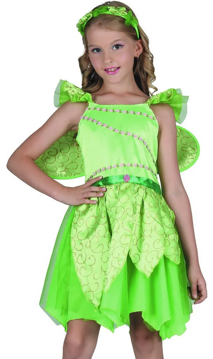 Woodland Fairy Girls Green Fairytale Costume