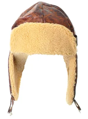 Woollen Look Brown 1940s Aviator Costume Hat