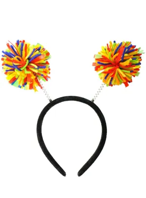 Woollen Rainbow Pom Poms Costume Head Bopper