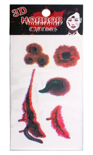 Wounds with Worms 3D Halloween Temporary Tattoos