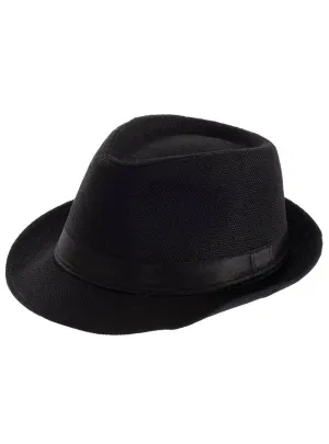 Woven Black 1920s Mens Fedora Hat