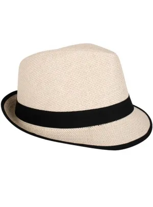 Woven Straw Adults Cream Trilby Hat