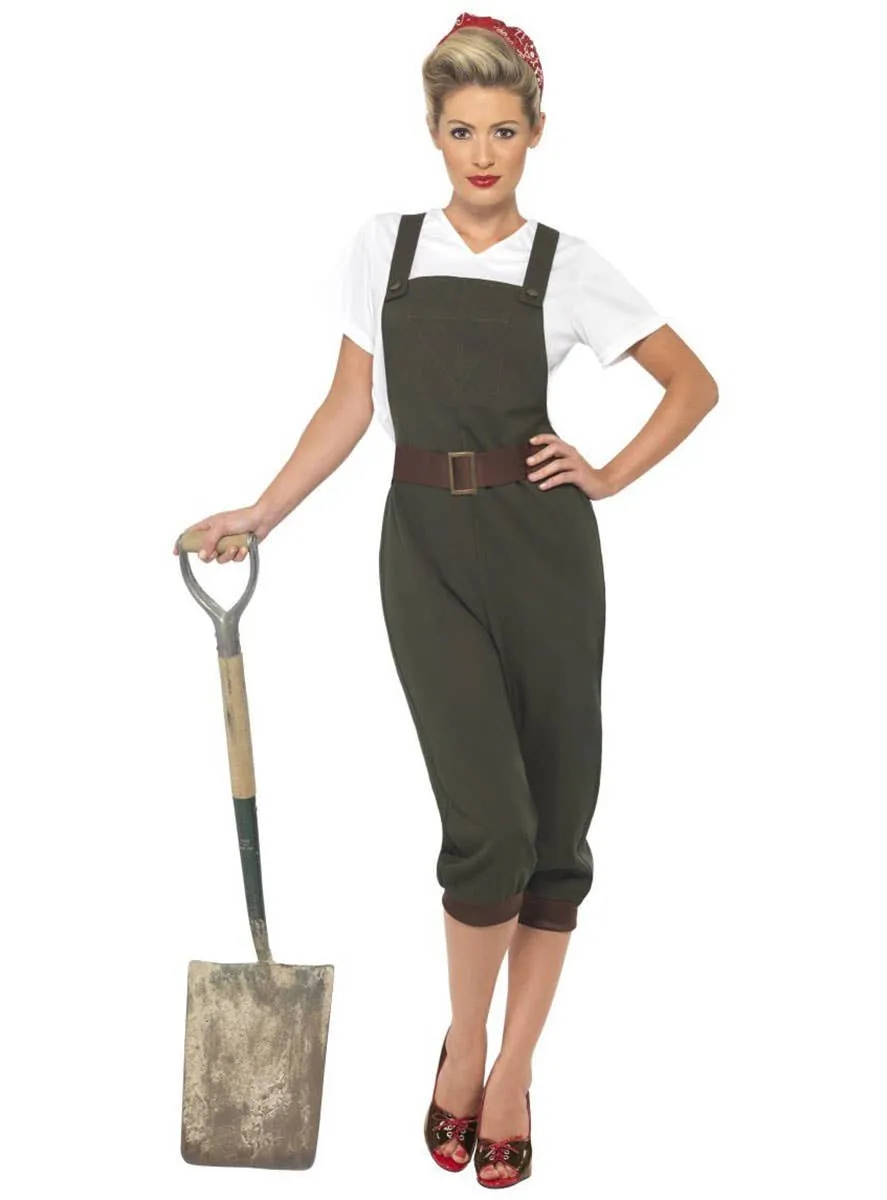 WW2 Khaki Land Girl 1940s Costume