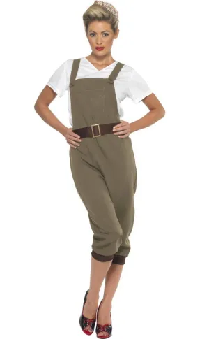 WW2 Womens Khaki Green 40s Land Girl Costume
