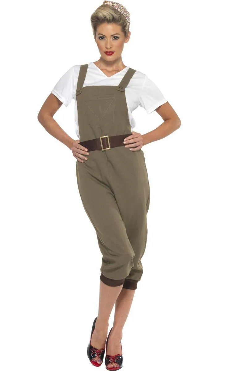 WW2 Womens Khaki Green 40s Land Girl Costume