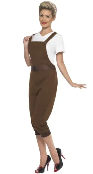 WW2 Womens Plus Size Brown Land Girl Costume