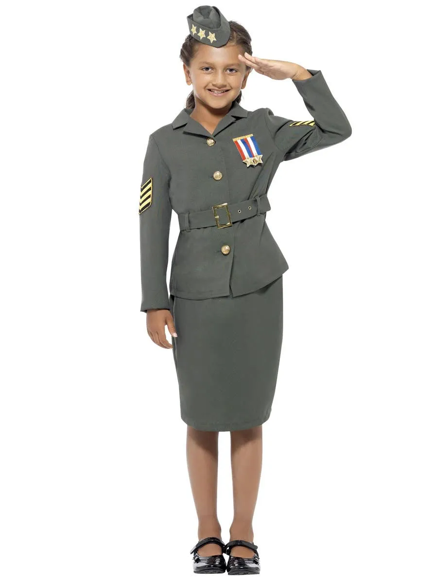 WWII Army Girls Fancy Dress Costume