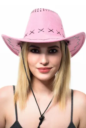 Yeehaw Pink Faux Suede Cowboy Costume Hat