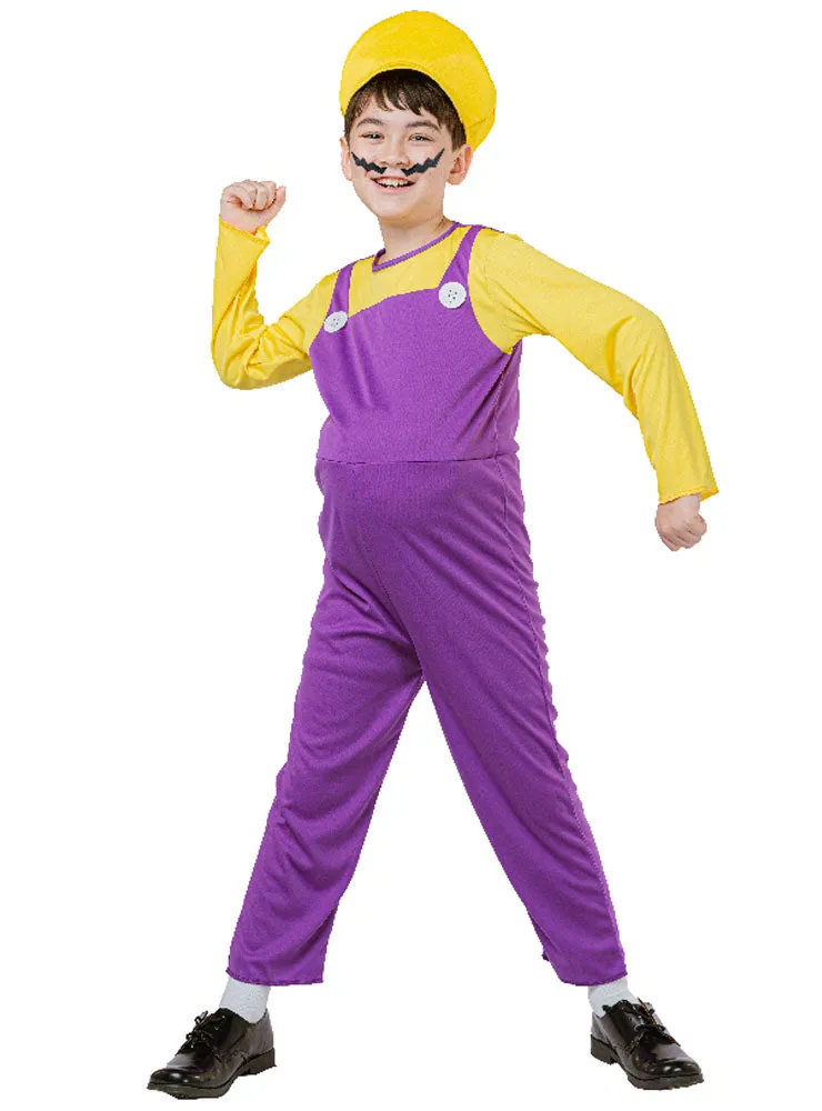 Yellow and Purple Boys Plumber Costume