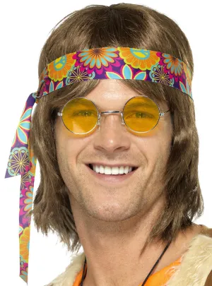 Yellow Lens Mens 1970s Hippie Costume Glasses