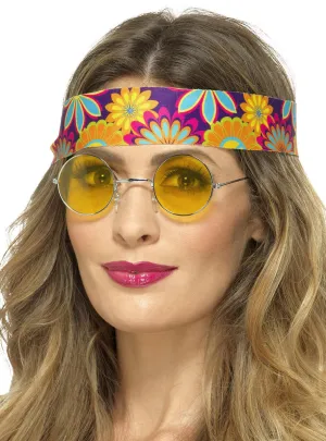 Yellow Lens Womens 1970s Hippie Costume Glasses