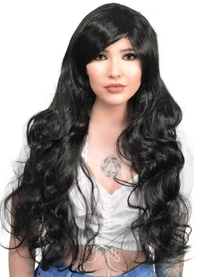 Zara Extra Long Curly Womens Black Costume Wig