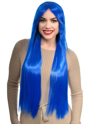 Zaria Womens Extra Long Straight Electric Blue Costume Wig
