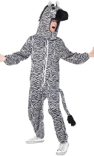 Zebra Adults Animal Onesie Fancy Dress Costume