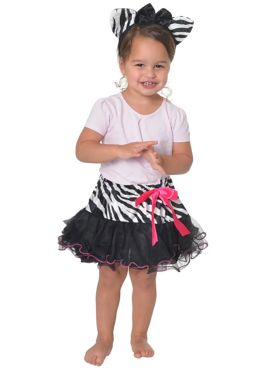 Zebra Black and White Toddler Tutu and Ears Costume Set