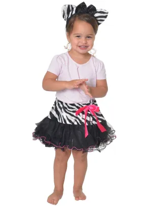 Zebra Black and White Toddler Tutu and Ears Costume Set