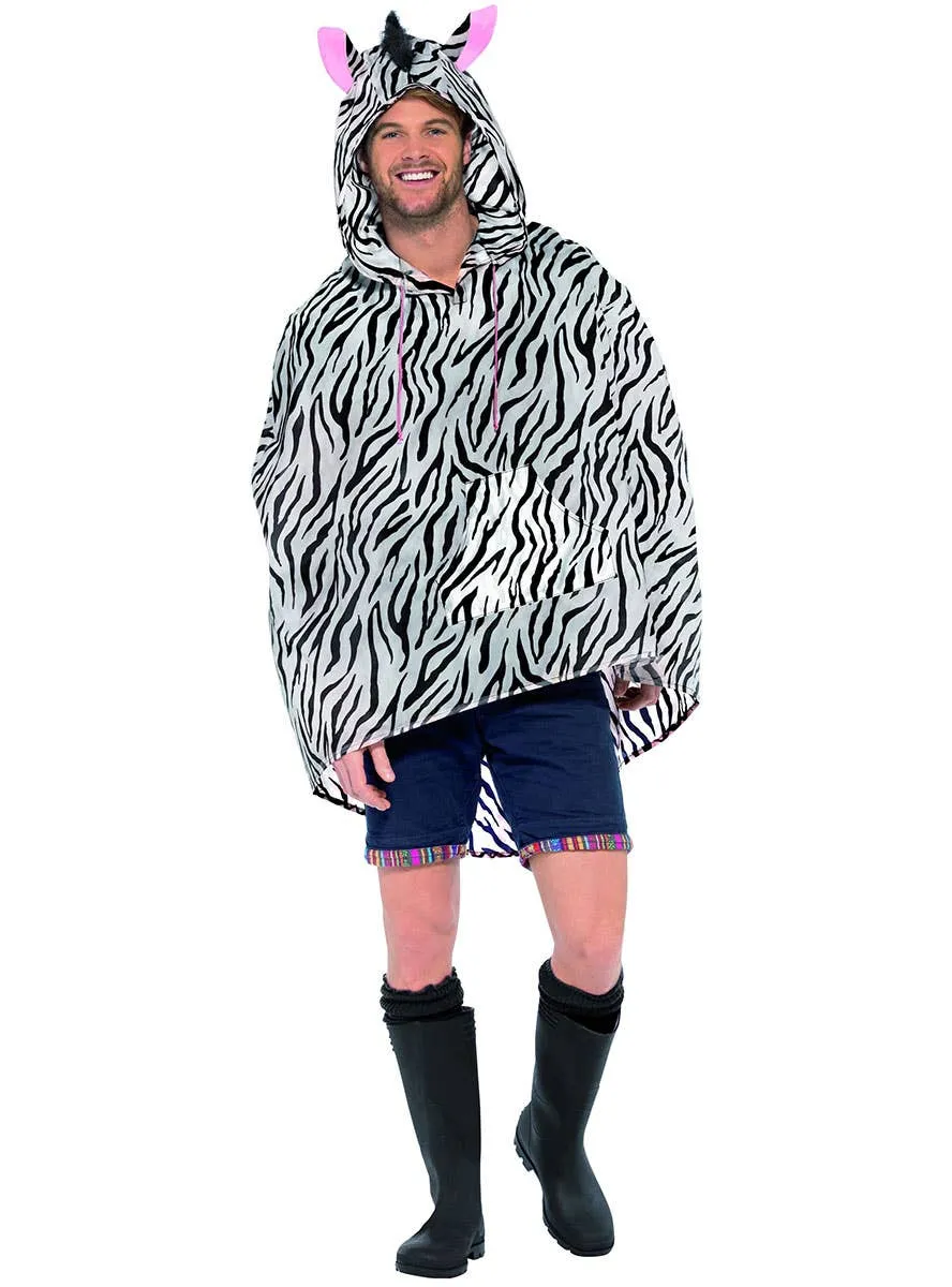 Zebra Mens Novelty Party Poncho