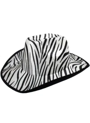 Zebra Print Black and White Cowboy Costume Hat