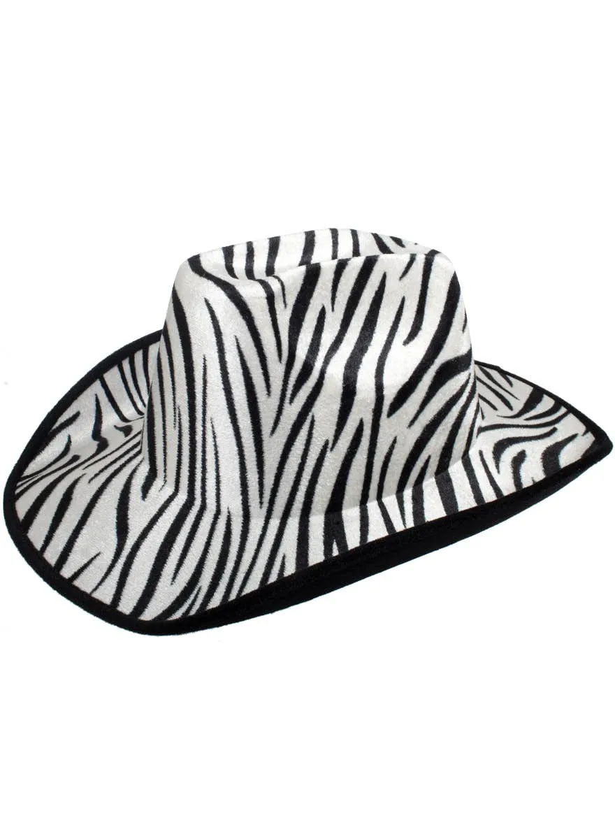 Zebra Print Black and White Cowboy Costume Hat