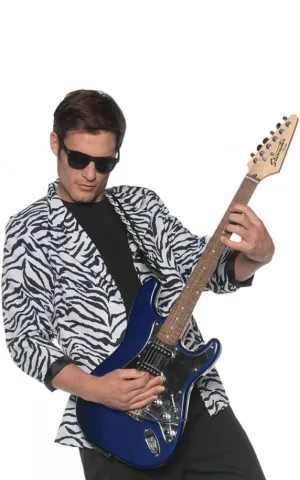 Zebra Print Mens Black and White 80s Costume Jacket
