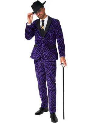 Zebra Print Mens Purple Pimp Costume Suit