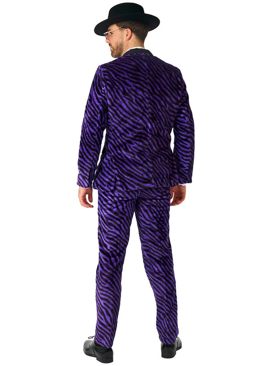 Zebra Print Mens Purple Pimp Costume Suit