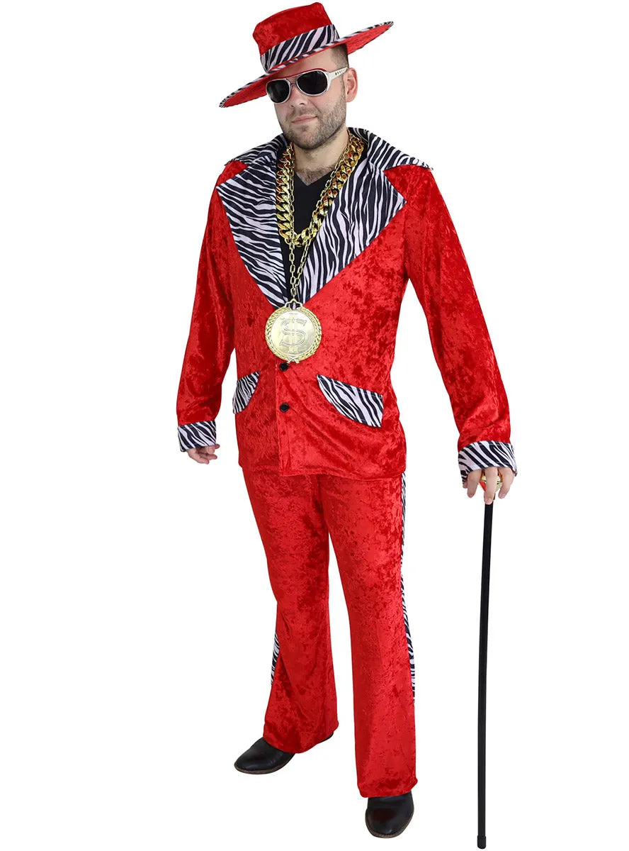 Zebra Print Plus Size Mens Red Pimp Mac Daddy Costume