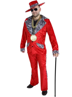 Zebra Print Plus Size Mens Red Pimp Mac Daddy Costume