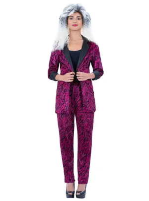 Zebra Print Womens Pink 1980s Plus Size Power Suit Costume
