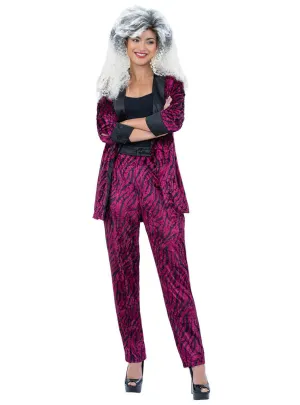 Zebra Print Womens Pink 1980s Power Suit Costume