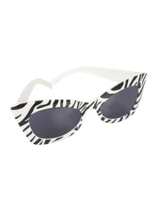 Zebra Retro 1980s Costume Sunglasses