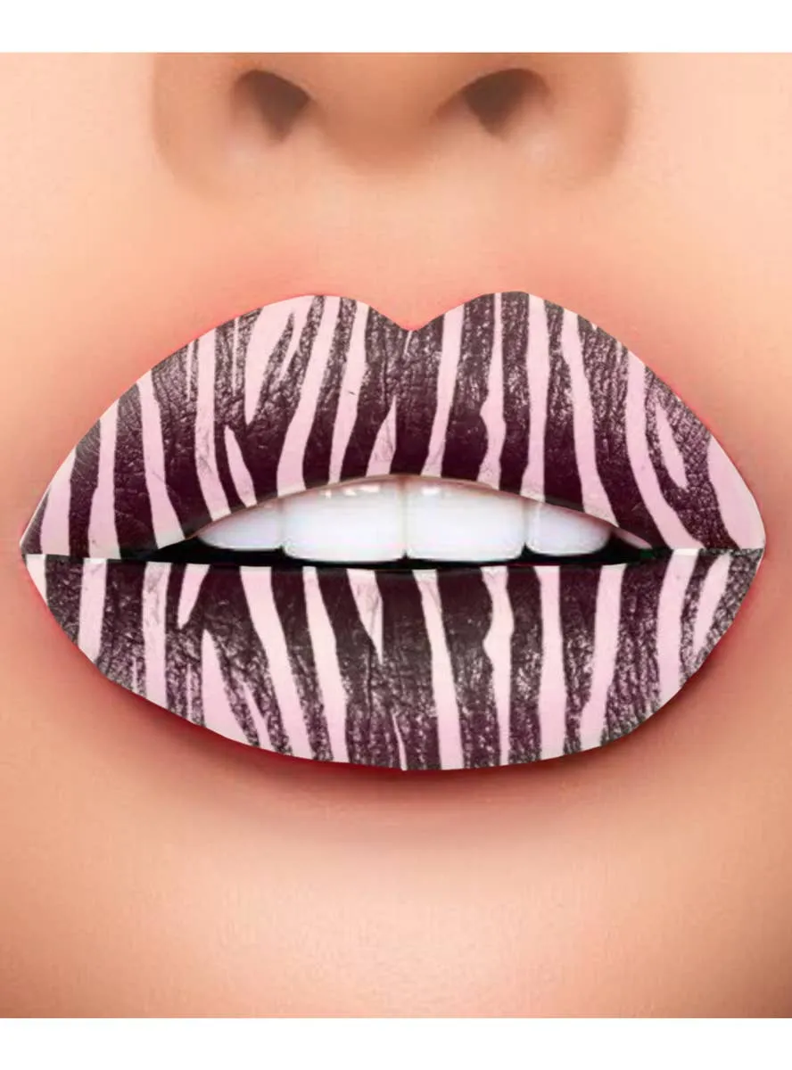 Zebra Skin Black and White Temporary Lip Tattoo Costume Makeup