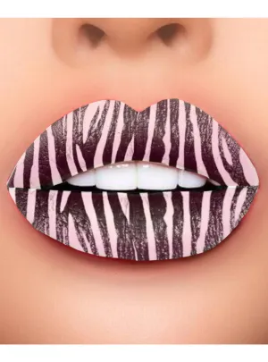 Zebra Skin Black and White Temporary Lip Tattoo Costume Makeup