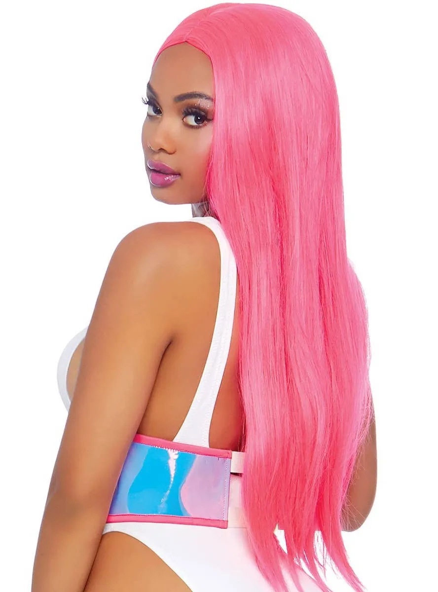 Zip Front Pink Holographic Womens Under Bust Corset
