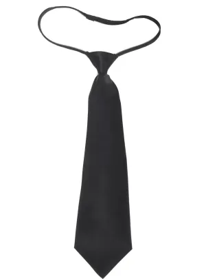 Zip Up Black Satin Neck Tie Costume Accessory