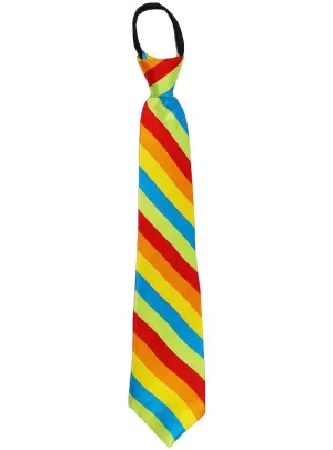 Zip Up Rainbow Satin Neck Tie Costume Accessory