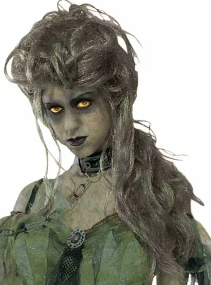 Zombie Lady Green And Grey Costume Wig