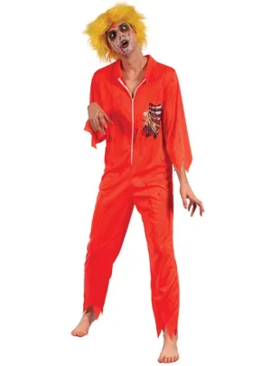 Zombie Orange Convict Mens Halloween Costume